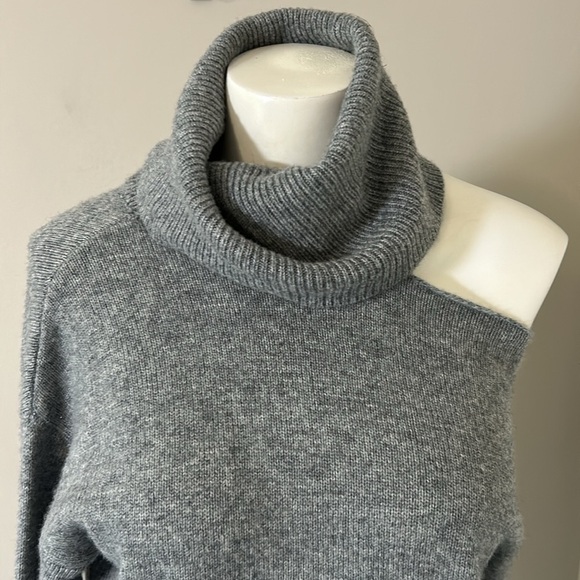 PAIGE Raundi Open Shoulder Sweater Long Sleeve Heather Grey Relaxed Fit Wool XS - Picture 6 of 15